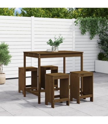 vidaXL 5 Piece Garden Bar Set Honey Brown Solid Wood Pine