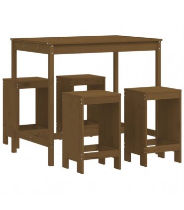 vidaXL 5 Piece Garden Bar Set Honey Brown Solid Wood Pine