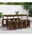 vidaXL 9 Piece Garden Bar Set Honey Brown Solid Wood Pine