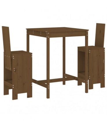 vidaXL 3 Piece Garden Bar Set Honey Brown Solid Wood Pine