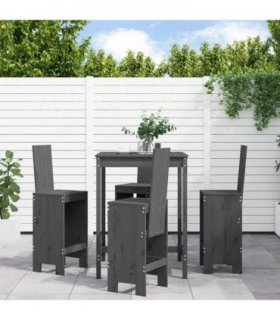 vidaXL 5 Piece Garden Bar Set Grey Solid Wood Pine