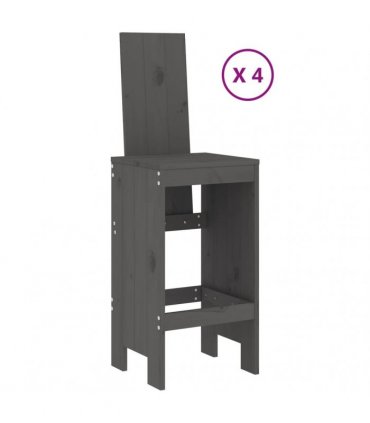 vidaXL 5 Piece Garden Bar Set Grey Solid Wood Pine