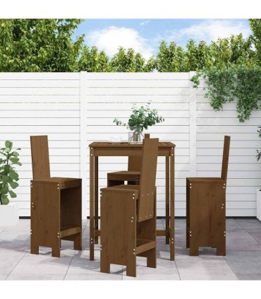 vidaXL 5 Piece Garden Bar Set Honey Brown Solid Wood Pine
