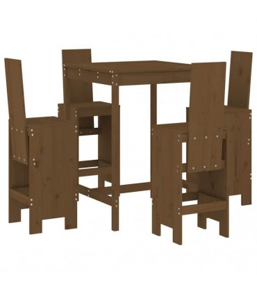 vidaXL 5 Piece Garden Bar Set Honey Brown Solid Wood Pine
