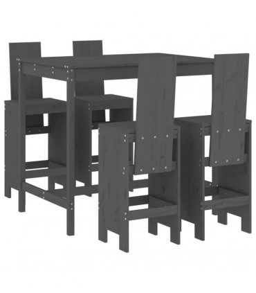 vidaXL 5 Piece Garden Bar Set Grey Solid Wood Pine