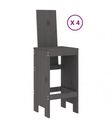 vidaXL 5 Piece Garden Bar Set Grey Solid Wood Pine