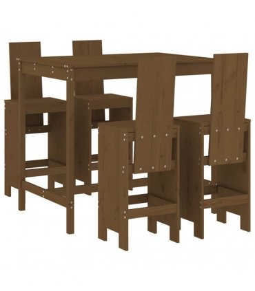 vidaXL 5 Piece Garden Bar Set Honey Brown Solid Wood Pine
