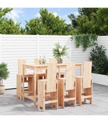 vidaXL 7 Piece Garden Bar Set Solid Wood Pine