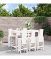 vidaXL 7 Piece Garden Bar Set White Solid Wood Pine