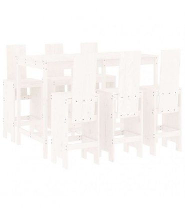 vidaXL 7 Piece Garden Bar Set White Solid Wood Pine