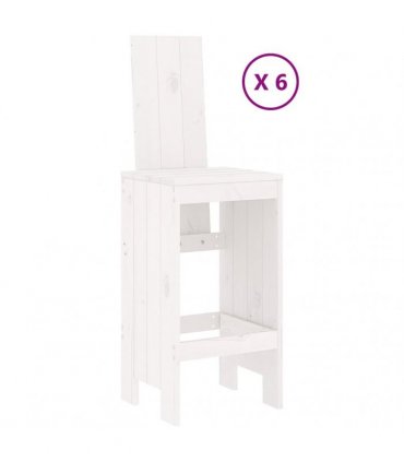 vidaXL 7 Piece Garden Bar Set White Solid Wood Pine