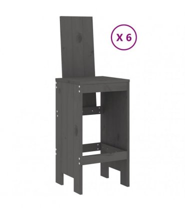 vidaXL 7 Piece Garden Bar Set Grey Solid Wood Pine