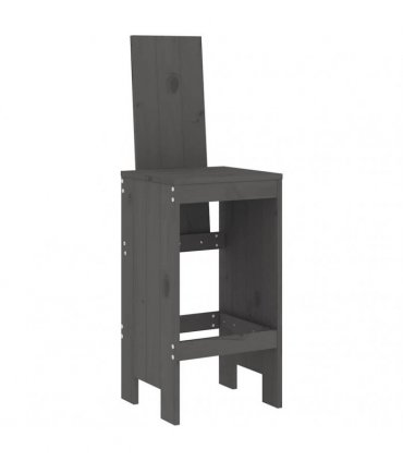 vidaXL 7 Piece Garden Bar Set Grey Solid Wood Pine