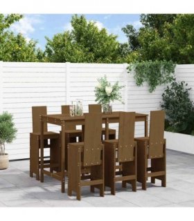 vidaXL 7 Piece Garden Bar Set Honey Brown Solid Wood Pine