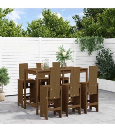 vidaXL 7 Piece Garden Bar Set Honey Brown Solid Wood Pine