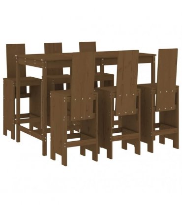 vidaXL 7 Piece Garden Bar Set Honey Brown Solid Wood Pine