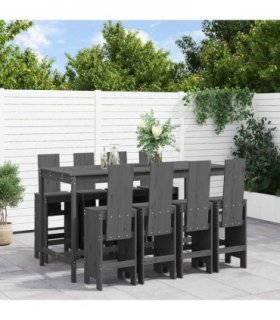 vidaXL 9 Piece Garden Bar Set Grey Solid Wood Pine