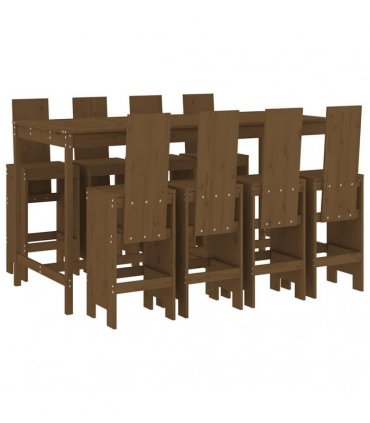 vidaXL 9 Piece Garden Bar Set Honey Brown Solid Wood Pine