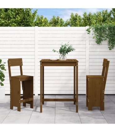 vidaXL 3 Piece Garden Bar Set Honey Brown Solid Wood Pine