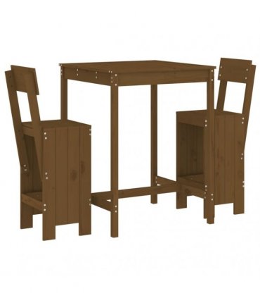 vidaXL 3 Piece Garden Bar Set Honey Brown Solid Wood Pine