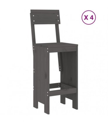 vidaXL 5 Piece Garden Bar Set Grey Solid Wood Pine