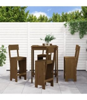 vidaXL 5 Piece Garden Bar Set Honey Brown Solid Wood Pine