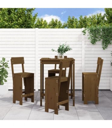 vidaXL 5 Piece Garden Bar Set Honey Brown Solid Wood Pine