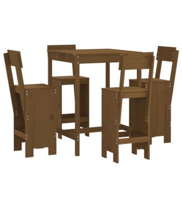 vidaXL 5 Piece Garden Bar Set Honey Brown Solid Wood Pine