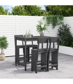 vidaXL 5 Piece Garden Bar Set Grey Solid Wood Pine