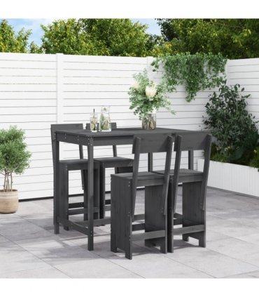 vidaXL 5 Piece Garden Bar Set Grey Solid Wood Pine