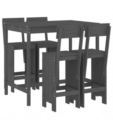 vidaXL 5 Piece Garden Bar Set Grey Solid Wood Pine