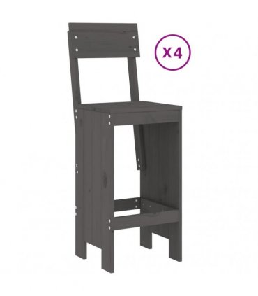 vidaXL 5 Piece Garden Bar Set Grey Solid Wood Pine