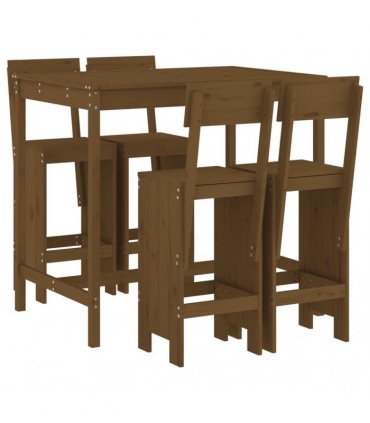 vidaXL 5 Piece Garden Bar Set Honey Brown Solid Wood Pine