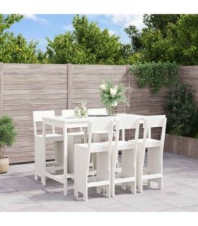 vidaXL 7 Piece Garden Bar Set White Solid Wood Pine