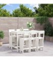 vidaXL 7 Piece Garden Bar Set White Solid Wood Pine