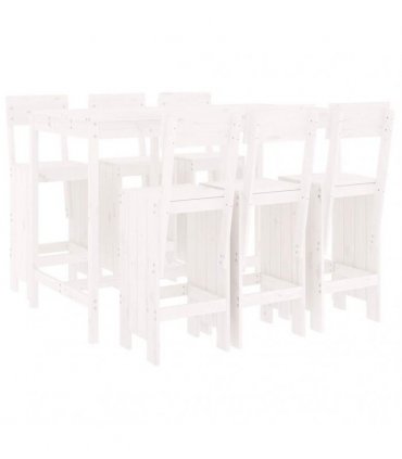 vidaXL 7 Piece Garden Bar Set White Solid Wood Pine