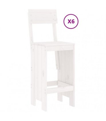 vidaXL 7 Piece Garden Bar Set White Solid Wood Pine