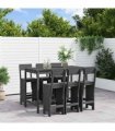 vidaXL 7 Piece Garden Bar Set Grey Solid Wood Pine