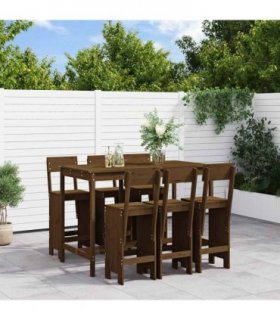 vidaXL 7 Piece Garden Bar Set Honey Brown Solid Wood Pine