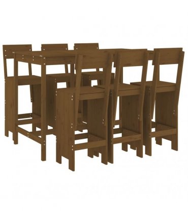 vidaXL 7 Piece Garden Bar Set Honey Brown Solid Wood Pine