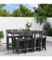 vidaXL 9 Piece Garden Bar Set Grey Solid Wood Pine