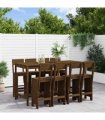 vidaXL 9 Piece Garden Bar Set Honey Brown Solid Wood Pine