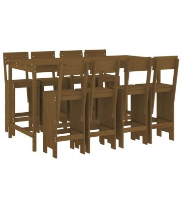 vidaXL 9 Piece Garden Bar Set Honey Brown Solid Wood Pine