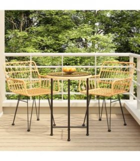 vidaXL 3 Piece Garden Dining Set Poly Rattan