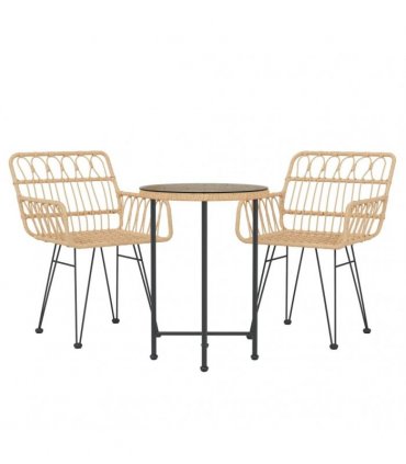 vidaXL 3 Piece Garden Dining Set Poly Rattan