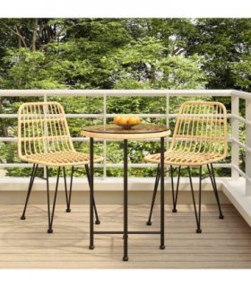 vidaXL 3 Piece Garden Dining Set Poly Rattan