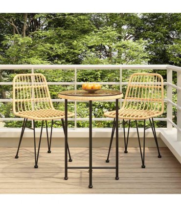 vidaXL 3 Piece Garden Dining Set Poly Rattan