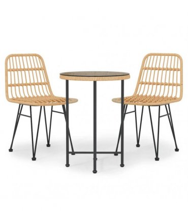 vidaXL 3 Piece Garden Dining Set Poly Rattan
