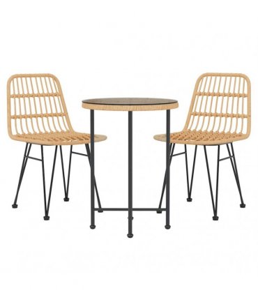 vidaXL 3 Piece Garden Dining Set Poly Rattan