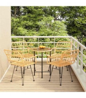 vidaXL 5 Piece Garden Dining Set Poly Rattan